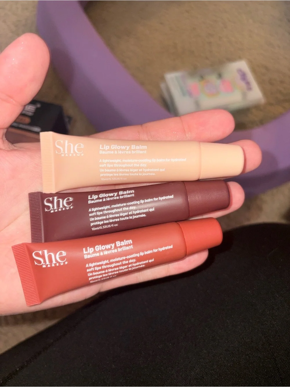 Lip Glowy Balm Trio — Peach, Mauve, Nude